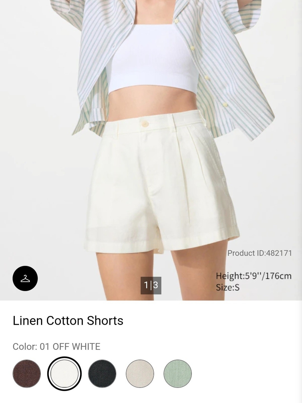 Uniqlo Off-White Pleated High-Rise Linen-Cotton Shorts
